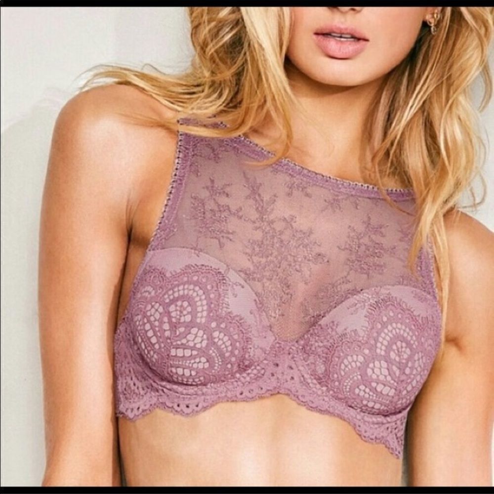 Victoria’s Secret Dream Angels Lined Demi High Neck bra purple 32DD